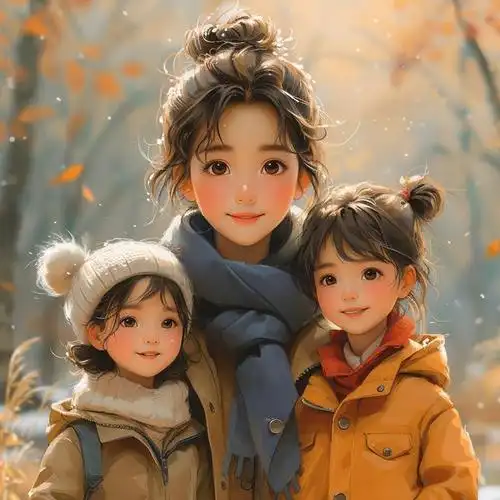 母子头像|妈妈和两个女儿