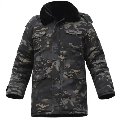 冬季加厚迷彩大衣短款棉服保暖防寒迷彩服棉衣军迷大衣