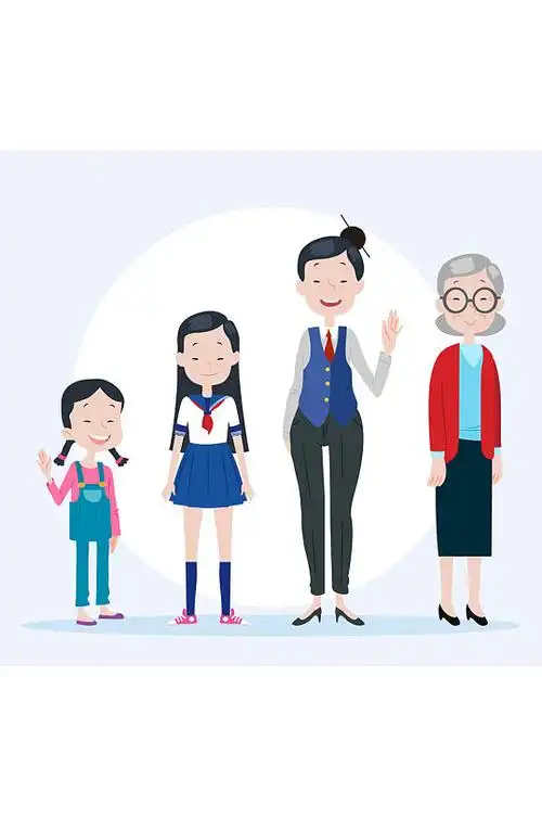 4个不同年龄段女子矢量图