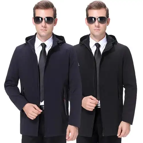 专柜品牌中长款风衣男潮2023冬季新款男士休闲风衣男士外套秋冬款纯色