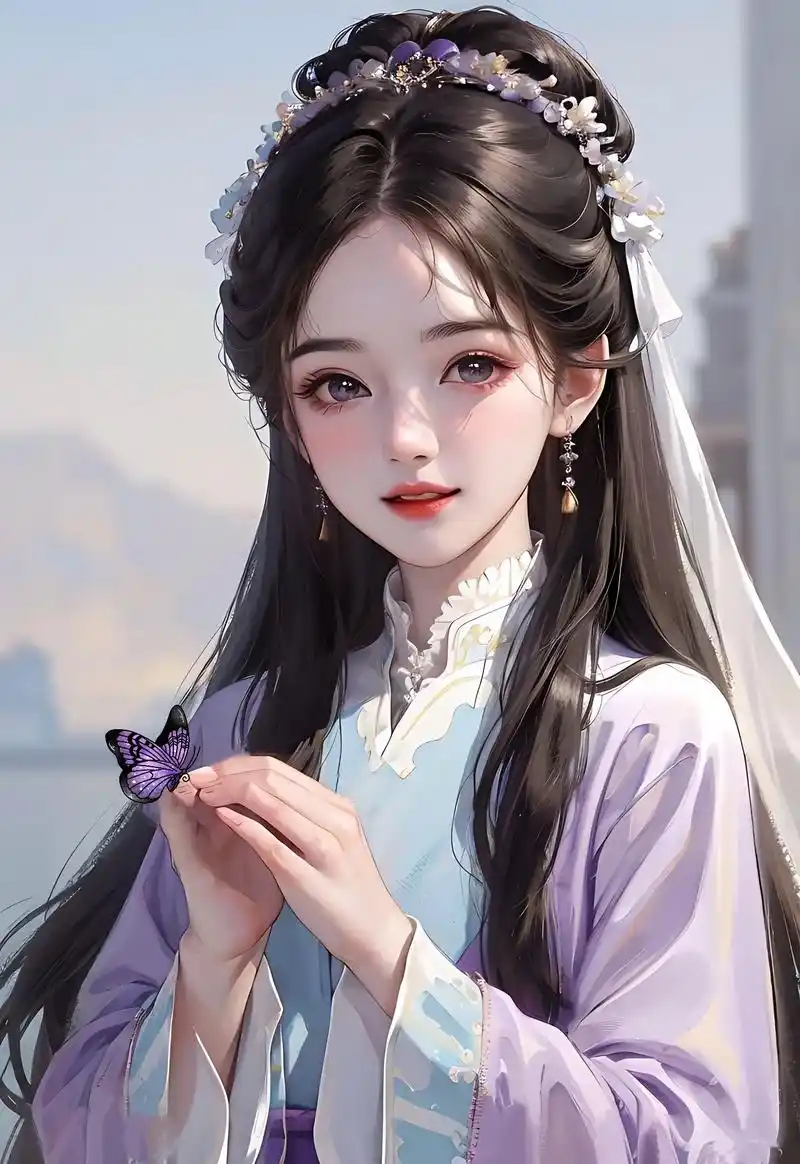 紫衣小仙女#古风头像 #古风 #抖音图文#壁纸#国风古韵 - 抖音