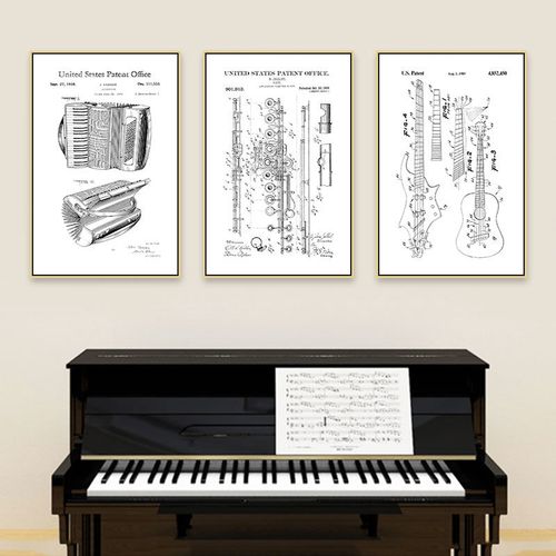 音乐教室墙面装饰画琴行乐器结构分解图挂画吉他小提琴萨克斯壁画