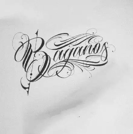 30张个性的英文花体字纹身手稿素材图案