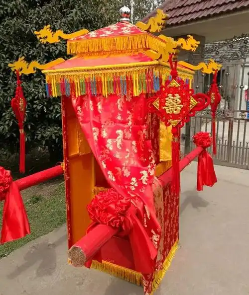 花轿折叠透明花轿轿子八人抬复古轿龙凤偑图结婚中式新娘婚轿新品