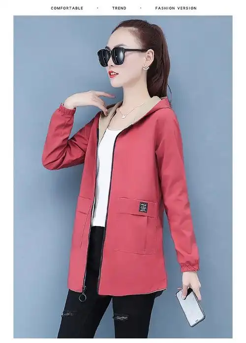 春秋款双面穿中长款外套女士新款宽松风衣休闲洋气夹克上衣 - 17网