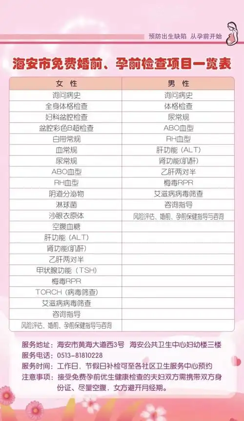 海安免费!_检查_生育_疾病