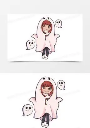 卡通可爱女孩小幽灵元素
