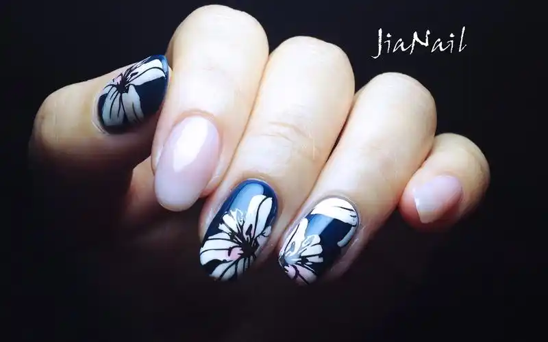 【jianail】百合花填色印花美甲_哔哩哔哩 (゜-゜)つロ 干杯~-bili