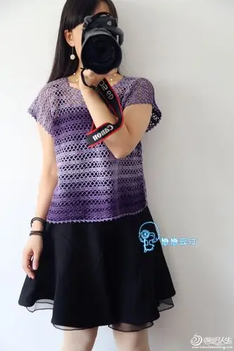 觅段染线编织女士春夏钩针套头衫