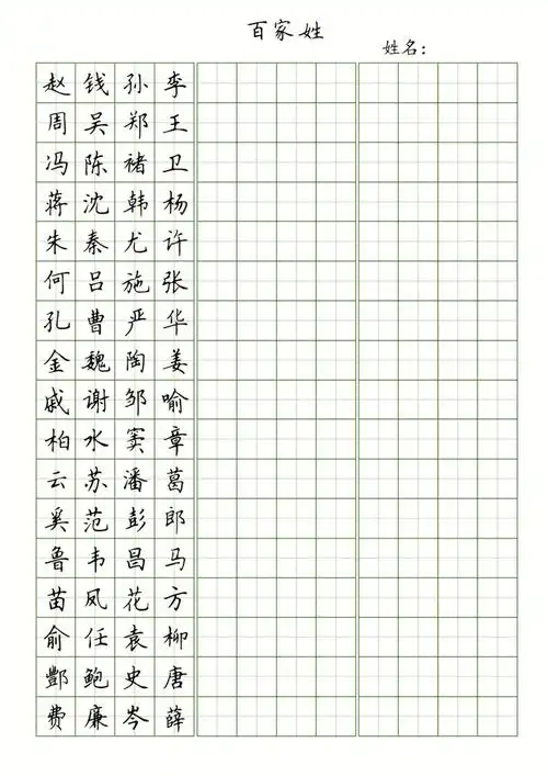 电子版93打印  #百家姓  #无偿分享  #硬笔书法字帖  #电子