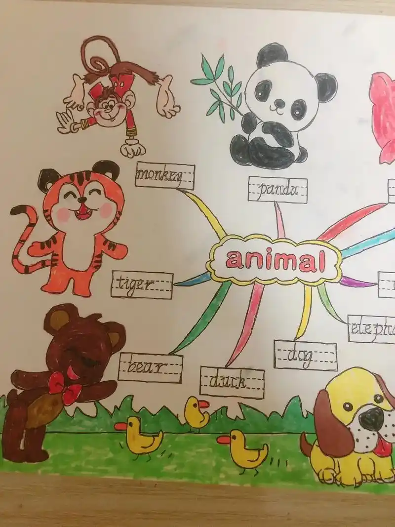 周末动物英语单词绘画从早上画到现在9898#####手抄报作 - 抖音