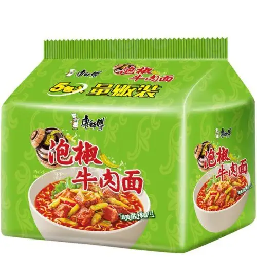 【天猫超市】康师傅经典袋泡椒牛肉面104g*5/袋方便面泡面
