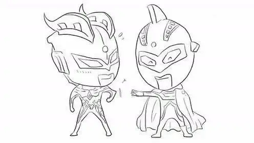 可爱的赛罗奥特曼与赛文奥特曼儿童卡通简笔画!