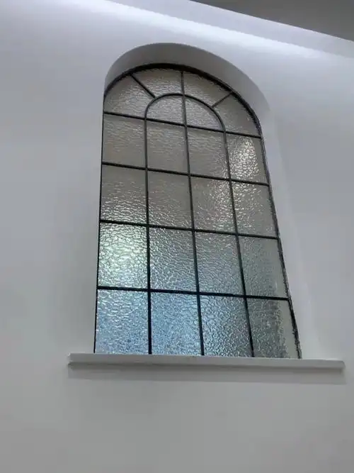 法式浪漫风格超白银波纹玻璃拱形隔断窗