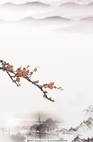 淡雅古风水墨画素材