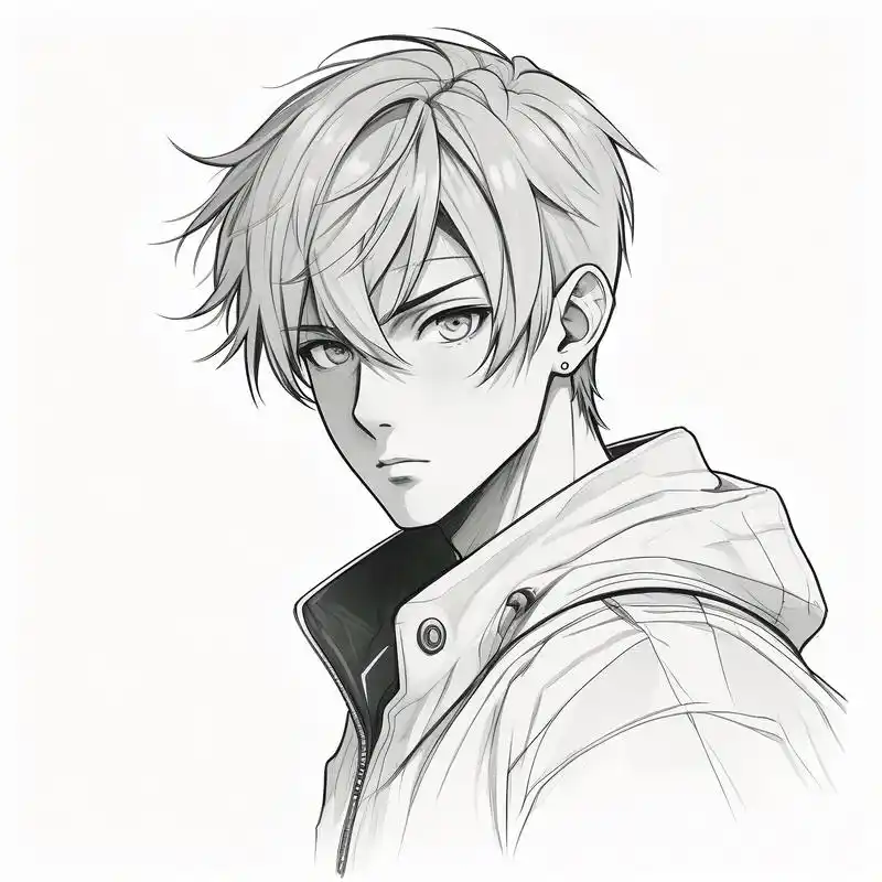 黑白素描男生头像,高冷帅气90