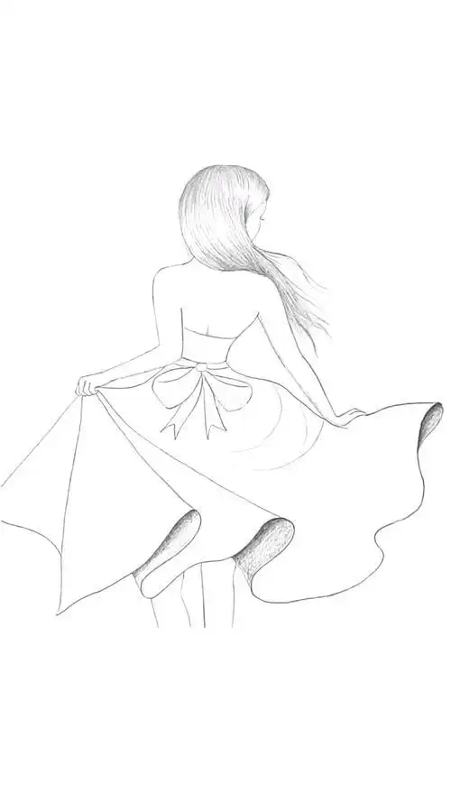 穿长裙子的女孩简笔画穿裙子的女孩简笔画步骤教程穿裙子的小姑娘简笔