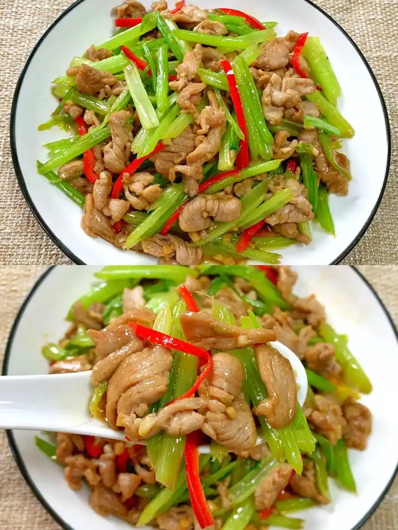 芹菜炒肉的正确做法,下饭一绝 经常吃的小炒菜,下饭那个香,好 - 抖音