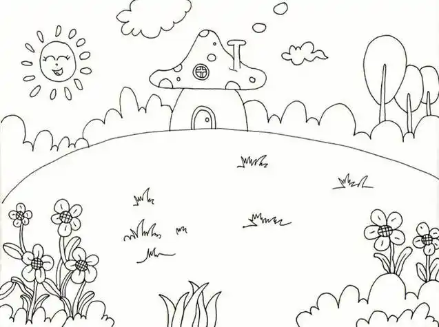 简笔画素材大全山峰画法一学就会哄娃必备小桥流水风景简笔画图片大全