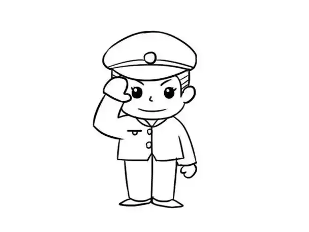 军人敬礼简笔画