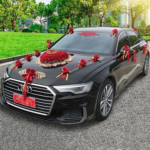 婚车装饰车头花主婚全套新款2022头车花套装车队拉花副车婚礼花车