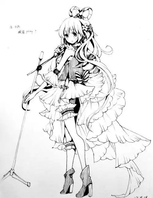 手绘二次元洛天依简笔画