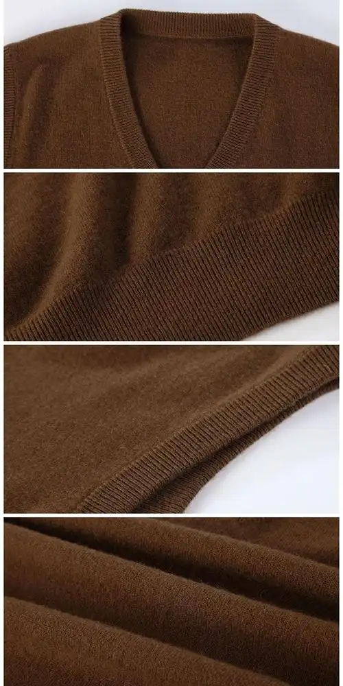 恒源祥羊绒男女男士鲜棕色v领百搭羊绒背心5044404019407_唯品会
