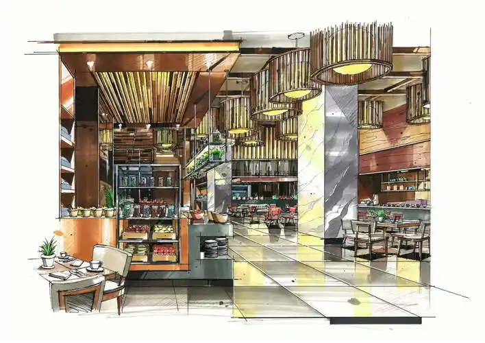 马克笔  #手绘  #建筑手绘  #餐饮空间设计