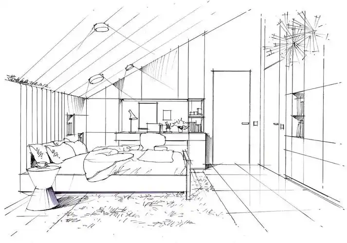 苗长银手绘—室内家装空间手绘线稿范例