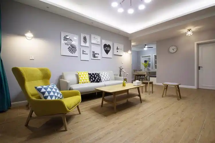 107㎡北欧风格沙发背景墙装修效果图