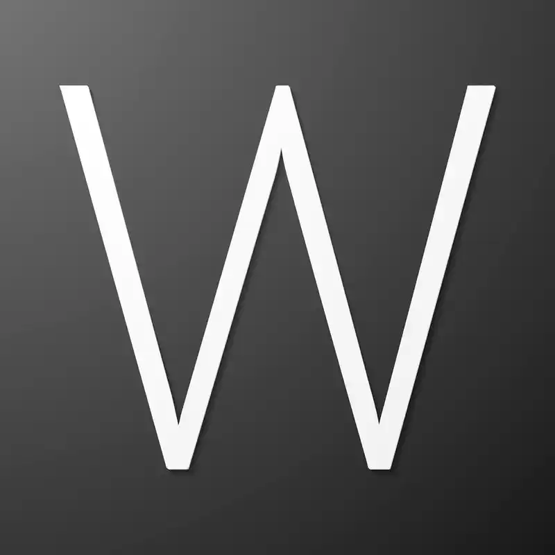 白色字母 w,白色字母 w 在灰色的背景上