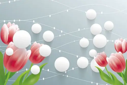 厂家直销 3d立体花卉 电视背景墙壁画壁纸 抽象花环保pvc墙纸