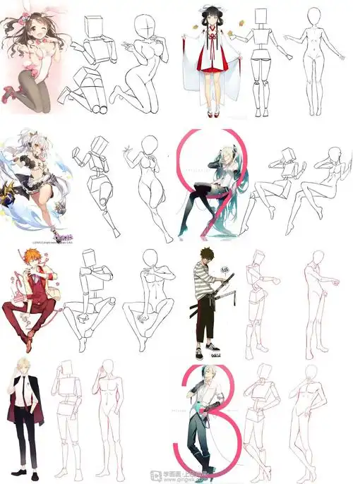作业:动漫人体绘画学习之日式漫画人体比例画法与训练 - rh-7-176 yu