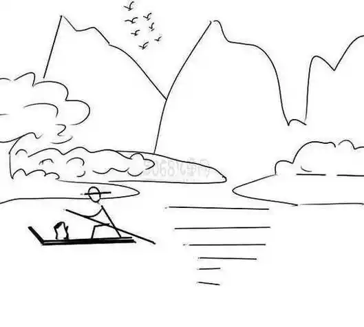 山水简笔画 山水简笔画图片大全