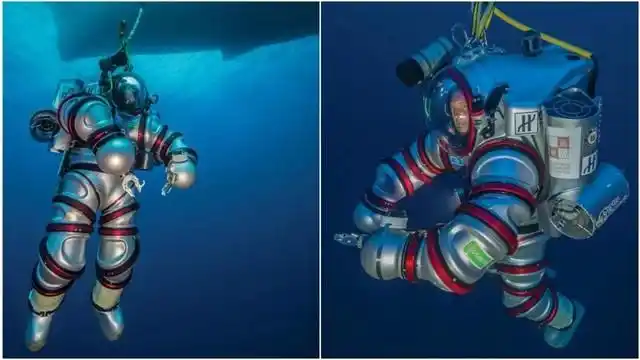 水下钢铁侠带推进器的潜水服exosuit