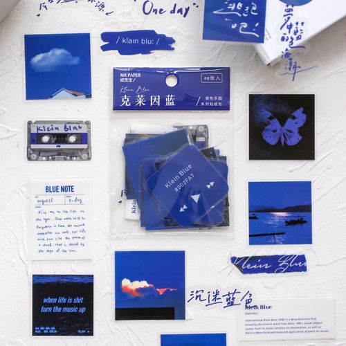 克莱因蓝手账贴纸ins风装饰小图案蓝色手机壳ipad贴画diy手帐防水