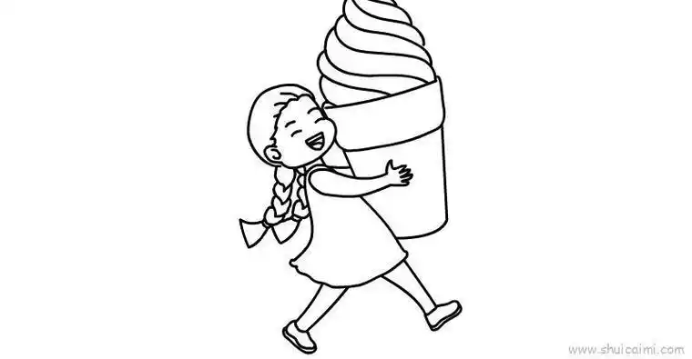 冰激凌简笔画公主漂亮吃冰淇淋的小女孩简笔画女孩简笔画清凉小妙招