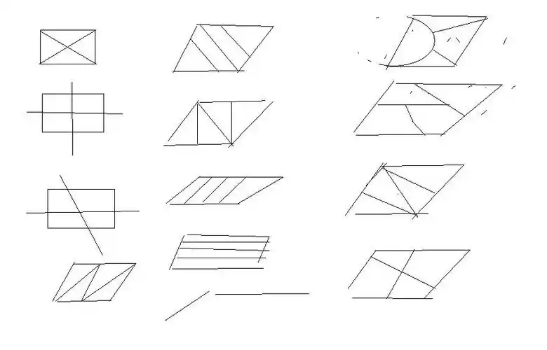 将平行四边形四等分的九种办法