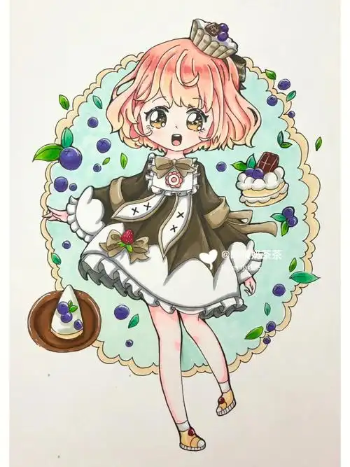 动漫女生马克笔绘画