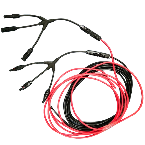 光伏mc4四通插头连接器公母一转三电电池发电太阳能电池组件