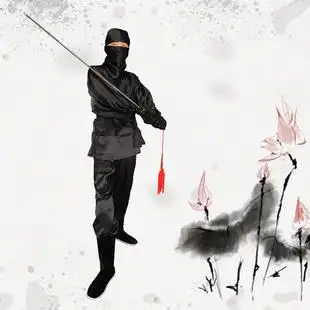 刺客古代黑色棉麻蒙面人武侠杀手影视剧群演戏服 炎蔻夜行衣男套装