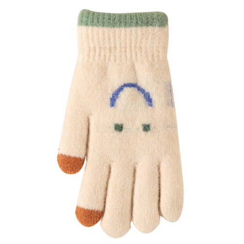 ins风儿童手套秋冬季宝宝加厚保暖男童针织五指分指女童户外防寒