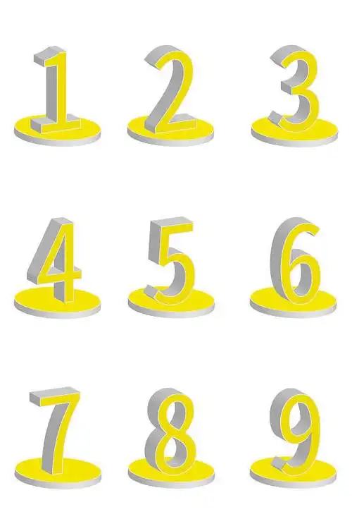 手绘金黄色3d立体数字免扣元素