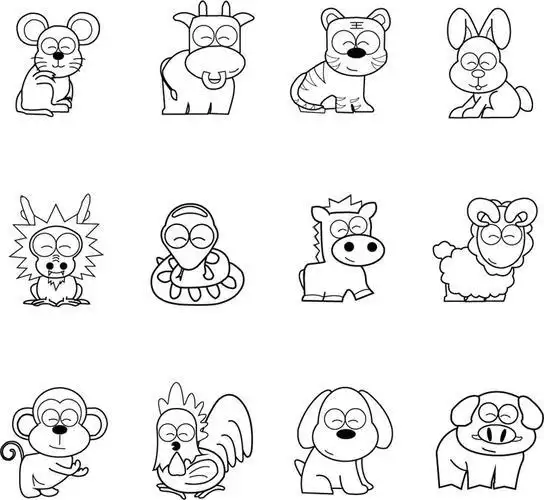 简笔画十二生肖图片大全 简笔画十二生肖图片大全可爱