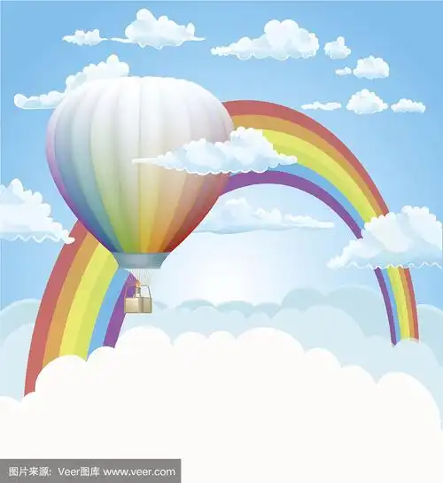 热气球和彩虹