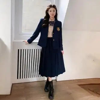 校服班服秋季英伦学院风韩版西装外套高中生毕业季运动会 女生藏青