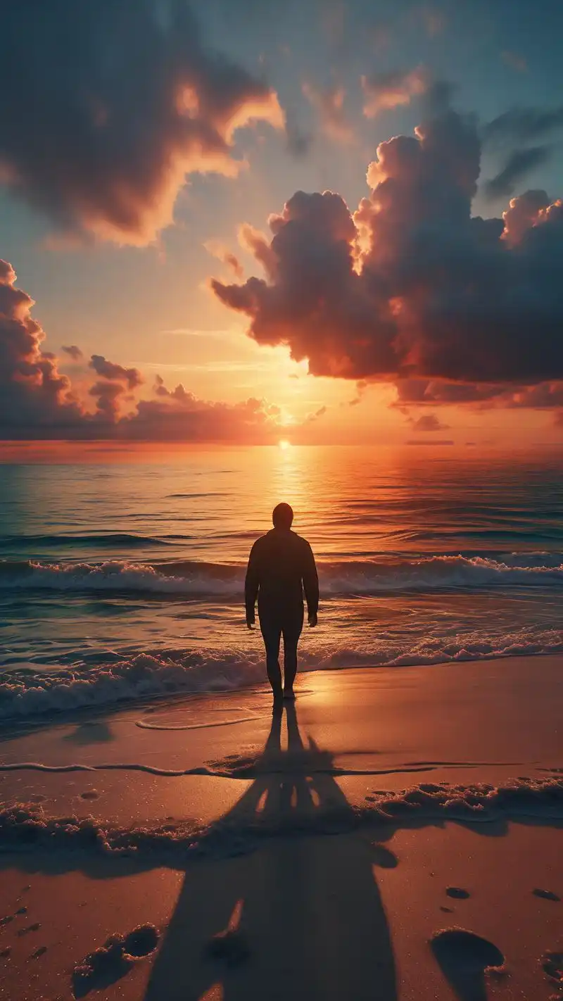 海边背影壁纸9893手机桌面美学 想感受海风的温柔与夕阳的浪漫吗?