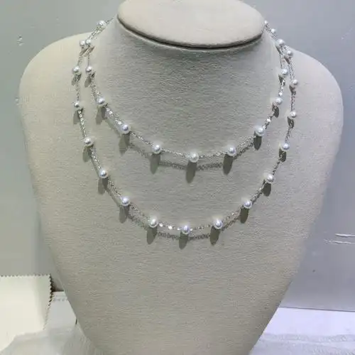 s925银淡水珍珠满天星珍珠项链双层叠戴长款80cm90cm-阿里巴巴