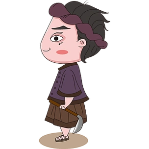 少数民族少年卡通人物侧面