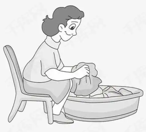 儿童做家务洗衣服简笔画